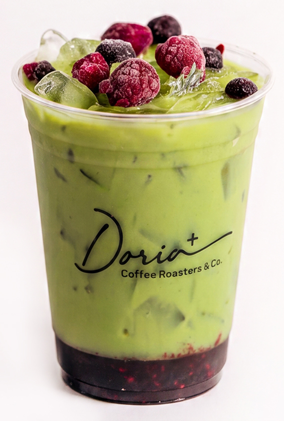 Matcha con Compota de Frambuesa